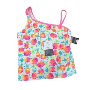 Girls XL Op One-Shoulder Pineapple Print Tankini Swim Top Nylon/Spandex